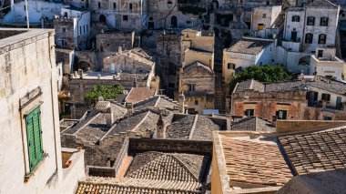 Matera 'nın tarihi merkezi, Sassi. Basilicata. İtalya.