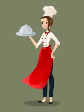 Kadın Şef yemeğini tanıtmak.