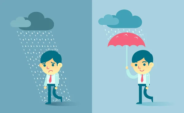 İşadamı yağmurlu bulut.