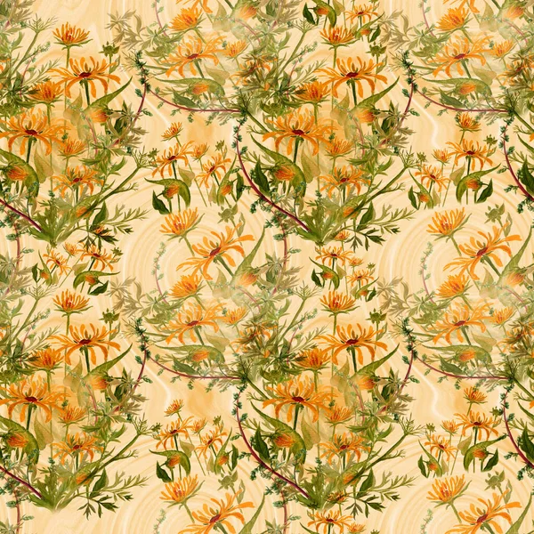 Seamless Patterns Abstract Decorative Composition Eco Print Silhouettes Wild Herbs — Stock Photo, Image