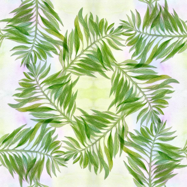 Nahtlose Muster Collage Von Blättern Auf Einem Aquarell Hintergrund Exotische — Stockfoto