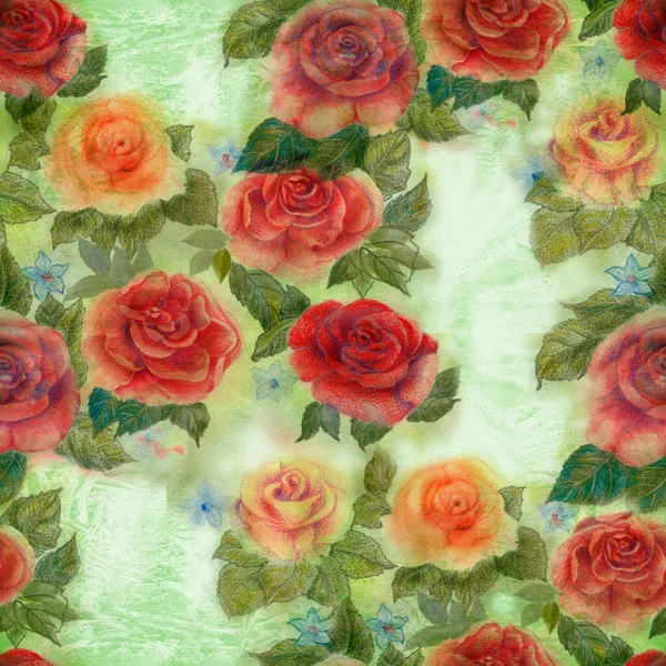 Троянди Малюнок Акварелі Декоративна Композиція Акварельному Фоні Квіткові Мотиви Безшовні — стокове фото
