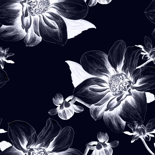 Seamless Background Dahlia Flower Bud Background Pattern Floral Motifs Wallpaper — Stock Photo, Image