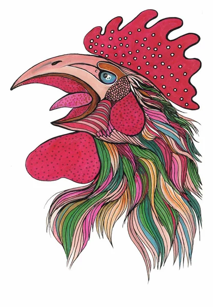 Polla Pájaro Dibujo Con Marcadores Fondo Pantalla Utilice Materiales Impresos —  Fotos de Stock