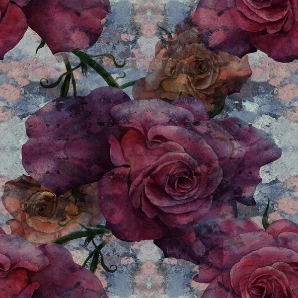 Güller Suluboya Suluboya Arka Planda Dekoratif Kompozisyon Çiçek Dürtüleri Kusursuz — Stok fotoğraf