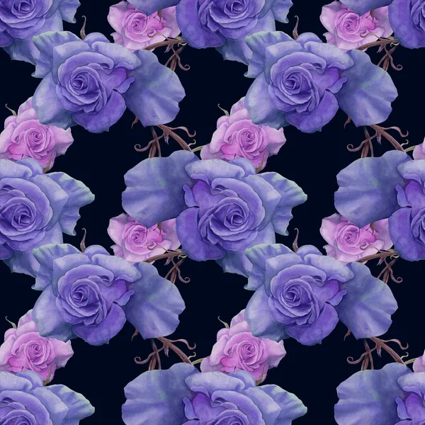 Güller Suluboya Suluboya Arka Planda Dekoratif Kompozisyon Çiçek Dürtüleri Kusursuz — Stok fotoğraf