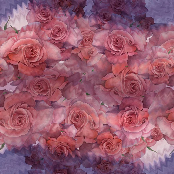 Rosas Acuarela Composición Decorativa Sobre Fondo Acuarela Motivos Florales Patrones — Foto de Stock