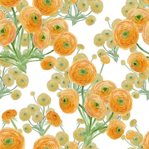 Płynne Wzory Motywy Kwiatowe Kwiaty Pąki Jełczaka Akwarela Kompozycja Dekoracyjna — Zdjęcie stockowe