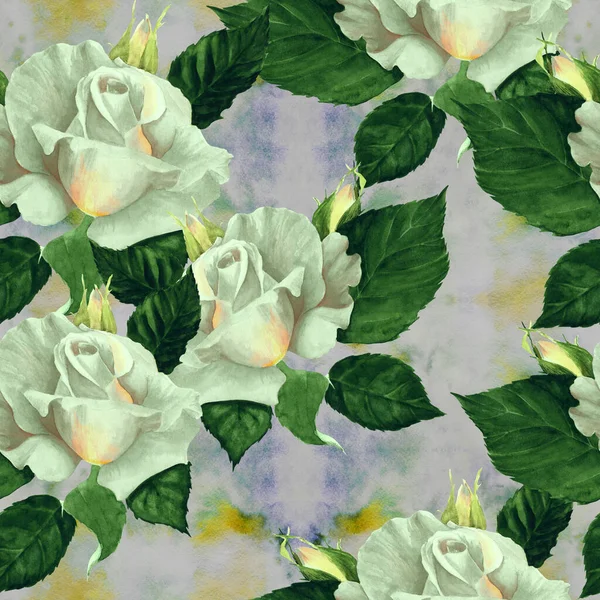 Rózsák Absztrakt Tapéta Virágmotívumokkal Zökkenőmentes Minta Tapéta Nyomtatott Anyagok Jelek — Stock Fotó