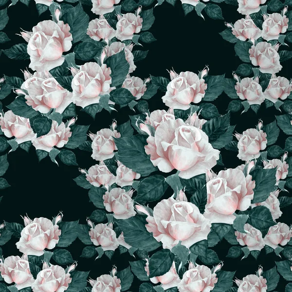 Roses Abstract Wallpaper Floral Motifs Seamless Pattern Wallpaper Use Printed — Stock Photo, Image