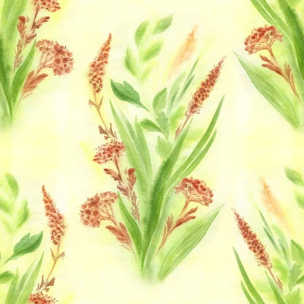 Kwiaty Liście Dekoracyjna Kompozycja Tle Akwareli Płynne Wzory Korzystanie Drukowanych — Zdjęcie stockowe