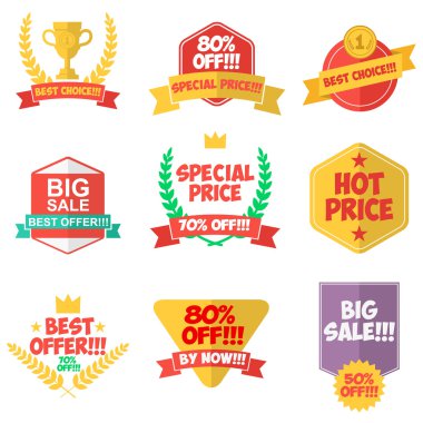 İndirim etiketleri ve rozetleri kümesi