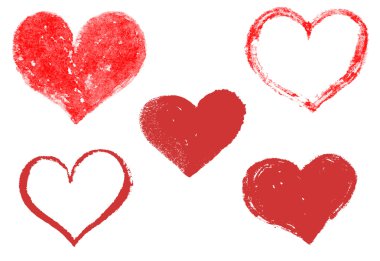 El çizilmiş kalpler seti. Sevgililer günün kutlu olsun. Seni seviyorum. Vec