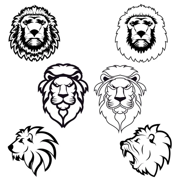 Ensemble de têtes de lion . — Image vectorielle