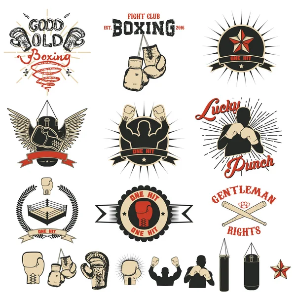 Conjunto de etiquetas, emblemas y elementos de diseño2 del club de boxeo — Vector de stock