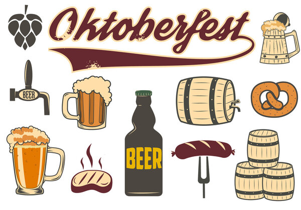Set of beer icons. Oktoberfest icons