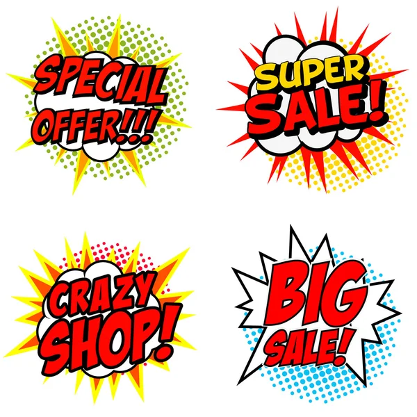 Set of Special Offer!!! Super Sale! Crazy SHOP! Big Sale! phrase — Stockvector