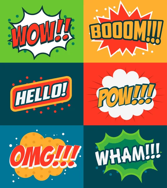 Çizgi roman tarzı ifadeler kümesi. Boom, Wow, Omg.