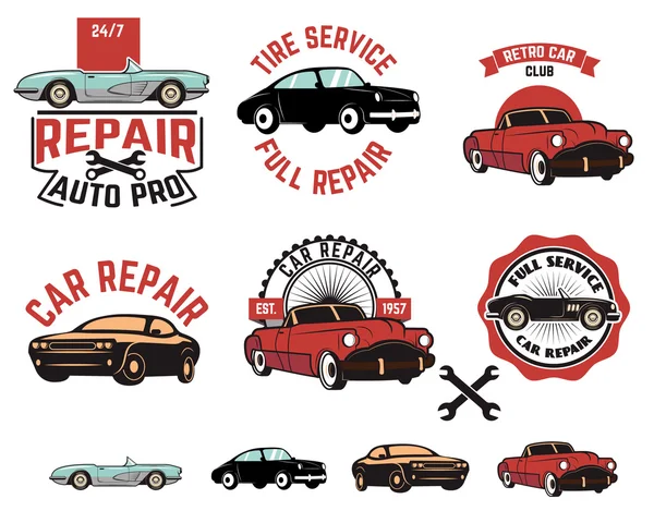 Servicio de reparación de coches etiquetas — Vector de stock