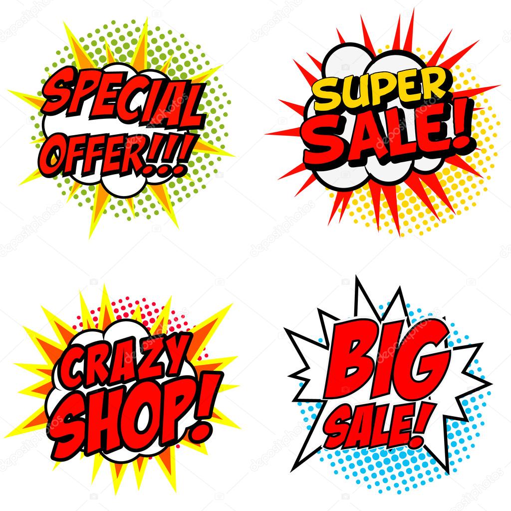 Set of Special Offer!!! Super Sale! Crazy SHOP! Big Sale! phrase