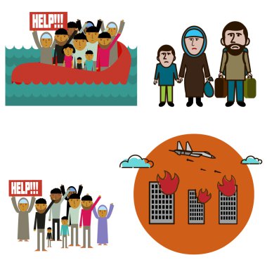Refugees infographic elements. clipart