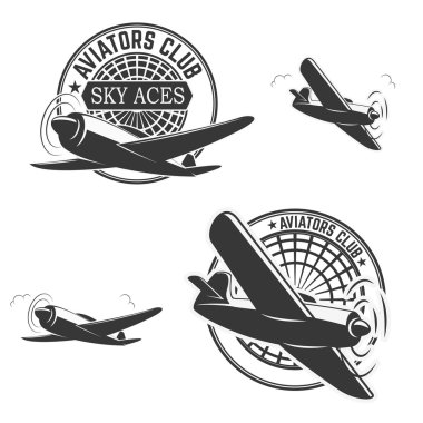Set of aviators club labels clipart