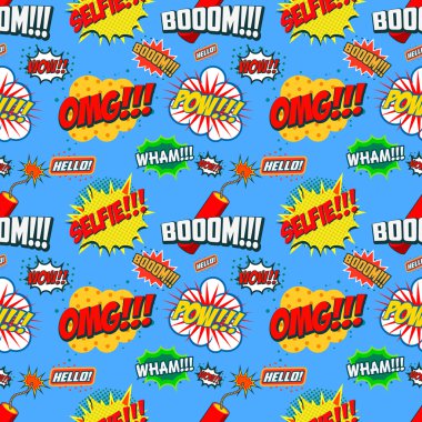 Dikişsiz desen Vay. Çizgi roman tarzı ifadeler ile Seamless Modeli.