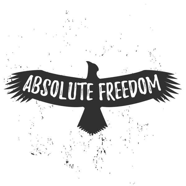 Absolute freedom lettering. Vintage eagle with hand drawn letter — Stock Vector