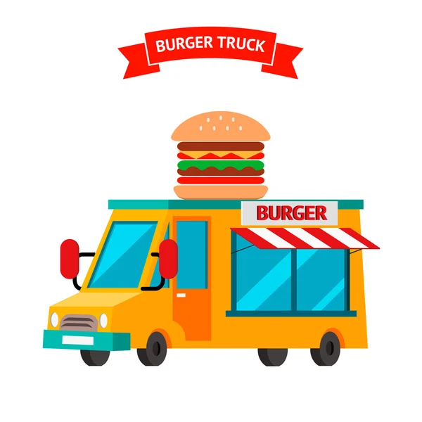 Camión de hamburguesas. Camión de comida . — Archivo Imágenes Vectoriales
