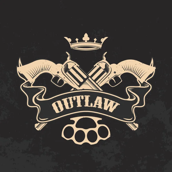 Outlaw. Två revolvrar på grunge bakgrund. — Stock vektor
