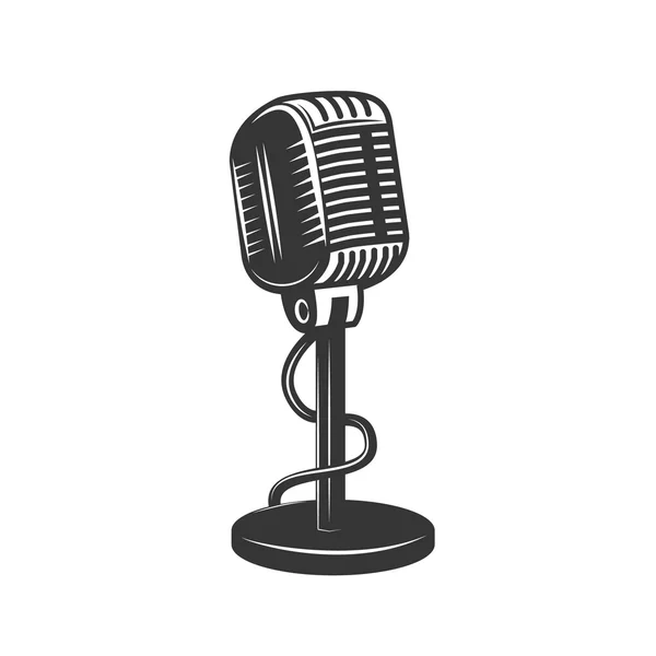 Retro monochrome microphone icon — Stock Vector