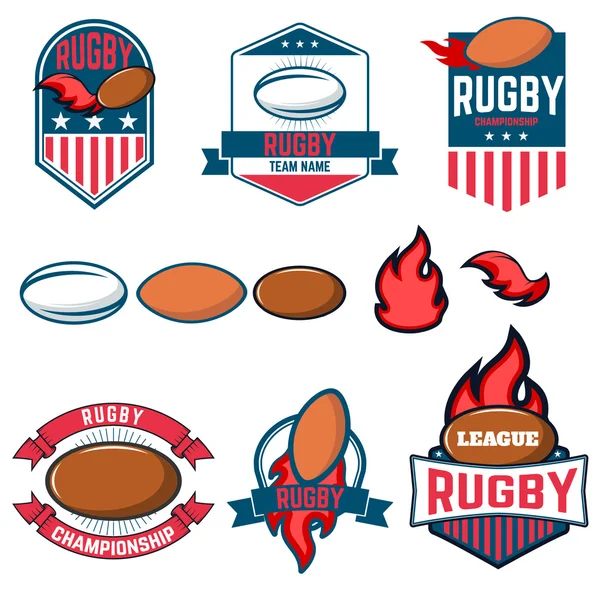 Rugby League. Rugby etiketter, emblem och designelement. Rugby c — Stock vektor