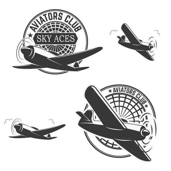 Set of aviators club labels — Stok Vektör