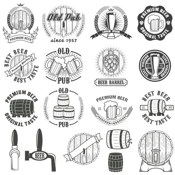 一套啤酒标签、徽章和设计元素. — 图库矢量图片