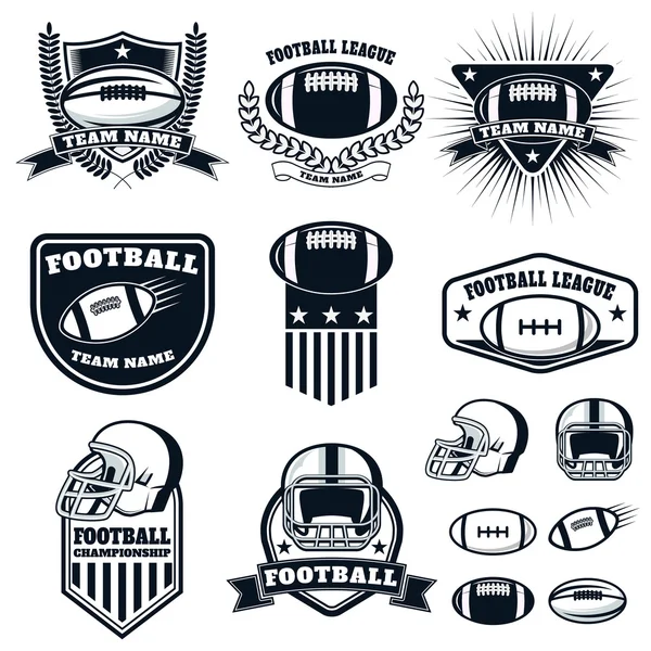 Set der Etiketten, Embleme und Designelemente des American Football — Stockvektor