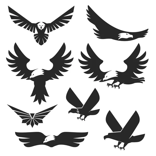 Ensemble d'icônes d'aigles et de modèles de logo . — Image vectorielle