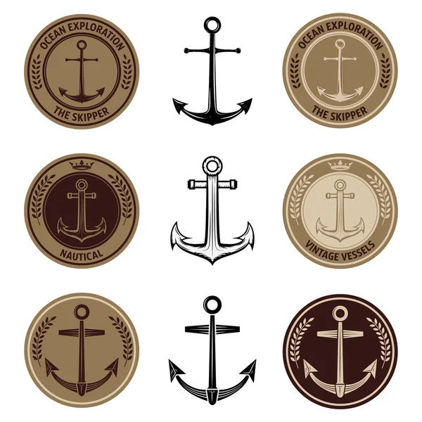 Set of the nautical labels — Stock Vector