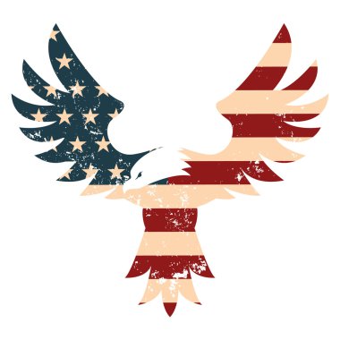 Amerikan Kartalı, Abd bayrağı arka planı. Vekto tasarım elemanı
