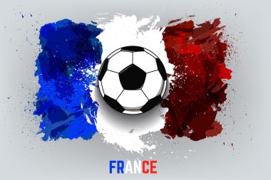 Fransa bayrak arka plan üzerinde futbol topu. Grunge s Fransa bayrağı
