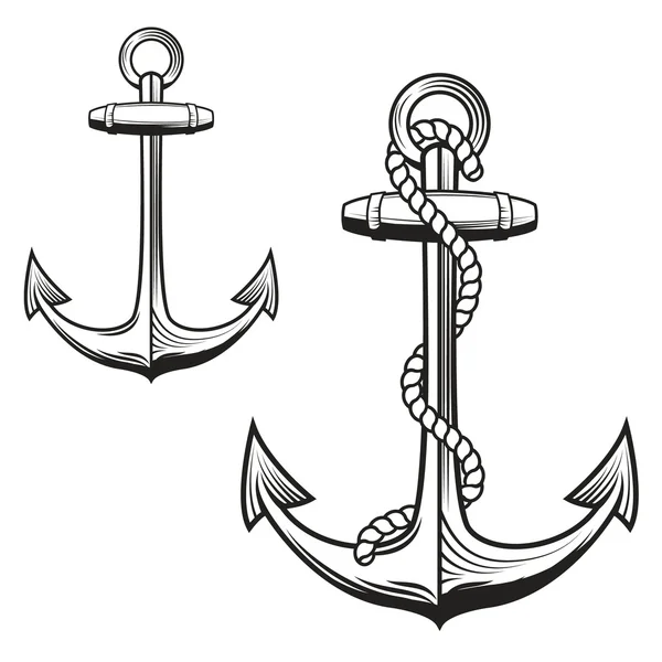 Anchors monochrome icons — Stock Vector