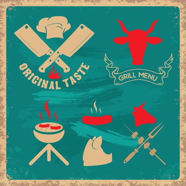 Grill menu titelsjabloon. — Stockvector