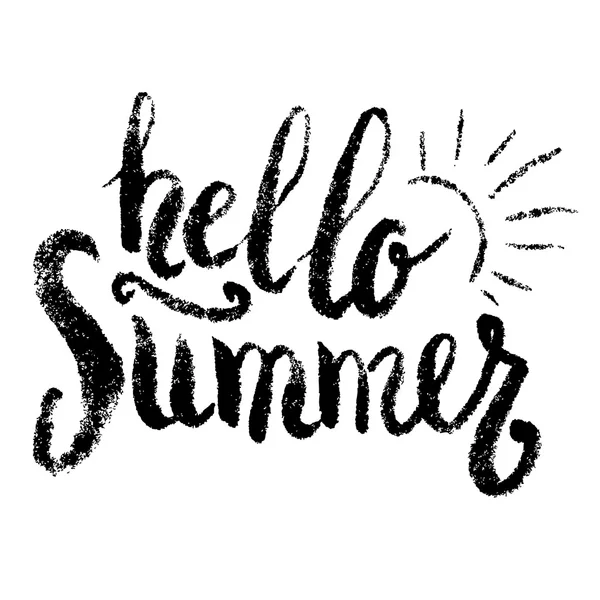 Hallo zomer. Hand getekend belettering geïsoleerd op witte achtergrond. — Stockvector