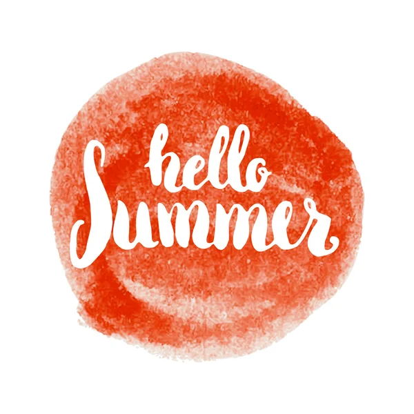 Hello summer. Hand drawn lettering isolated on white background. — Stock Vector