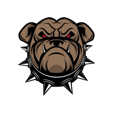 Bulldog kafası beyaz arka plan üzerinde izole. Spor takım maskotu. 