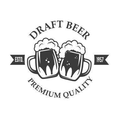 En iyi bira. Vintage zanaat bira retro tasarım elemanı, iki bira mu