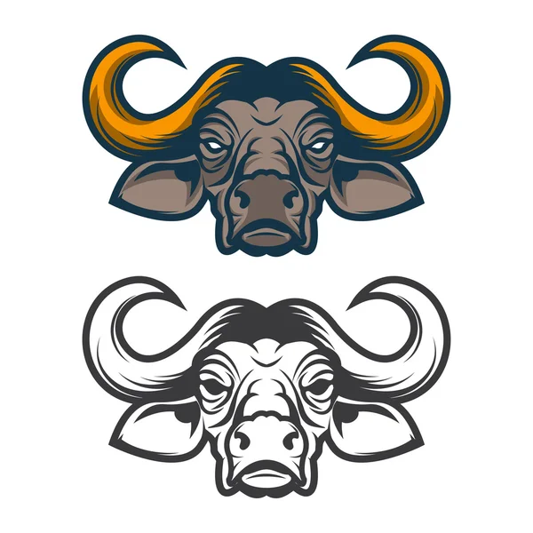 Buffalo hoofd. Sport team mascotte. — Stockvector