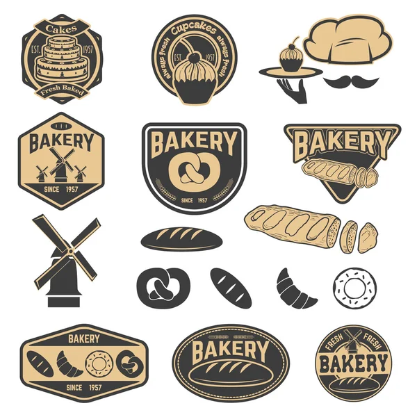 Etiquetas de panadería fresca. Etiquetas de cupcakes . — Vector de stock