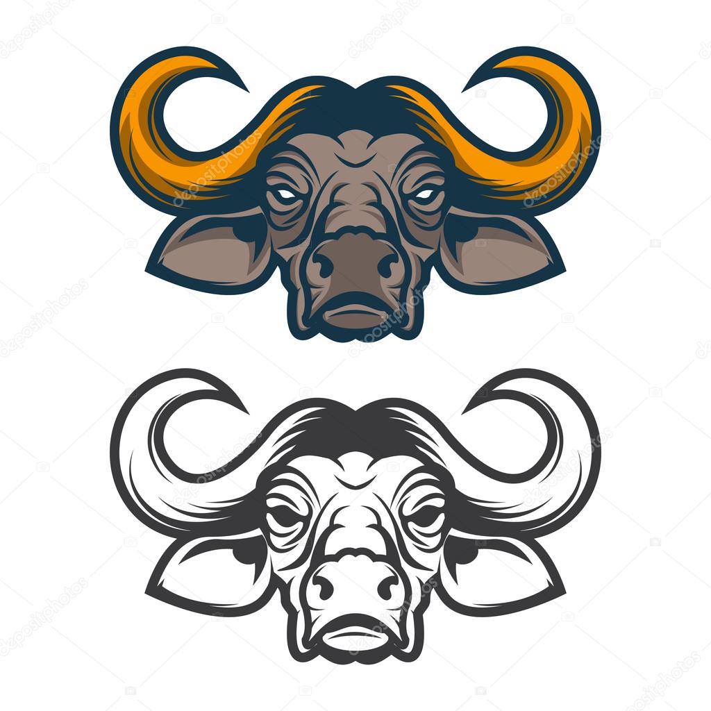 Buffalo head. Sport team mascot. Design element for logo, label, emblem, sign, badge. Vector illustration.