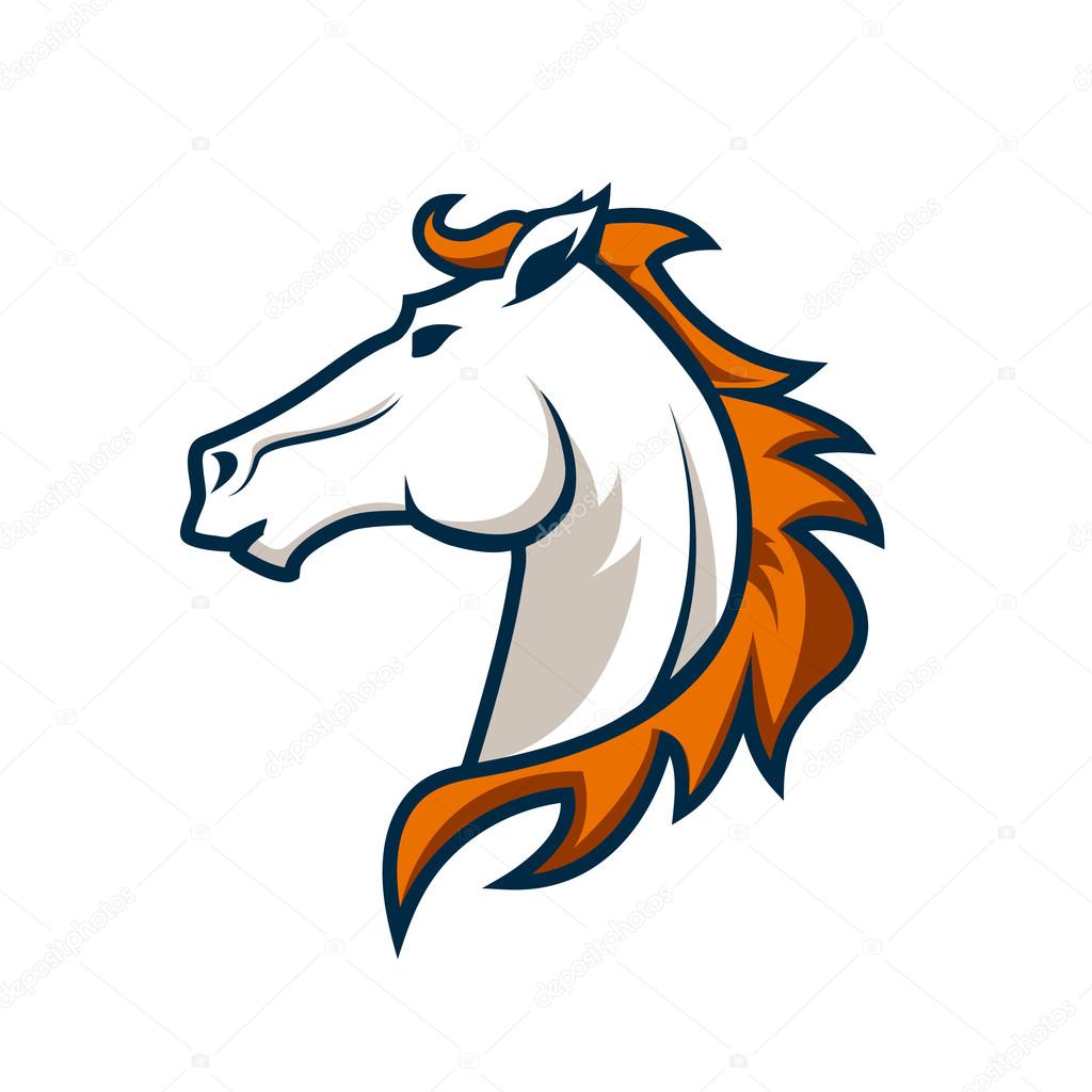 Logo template with horse head. Sport team logo. Design elements for logo, label, emblem, sign. Vector illustration.