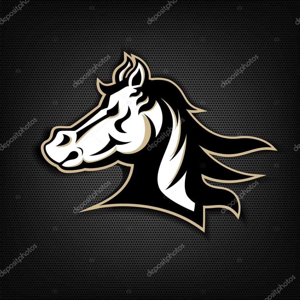 Logo template with horse head. Sport team logo. Design elements for logo, label, emblem, sign. Vector illustration.